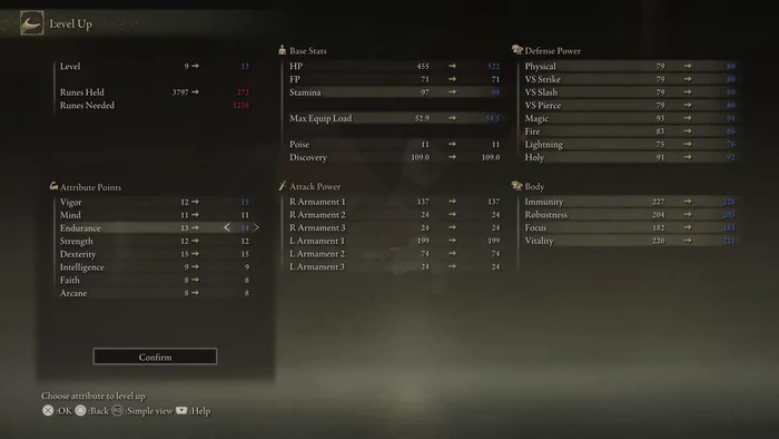 Elden Ring Level Up Screen